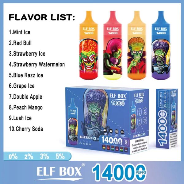 ELF BOX RGB14000 Puffar 0% 2% 3% 5% Nikotinuppladdningsbar disponibel vape grossist - ChaseVape - 8