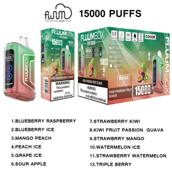 FluuM Digital Box TN 15000 Puffs 0% 2% 3% 5% Pods de stylo vape jetables rechargeables à la nicotine Vente en gros de cigarettes électroniques - ChaseVape - 2