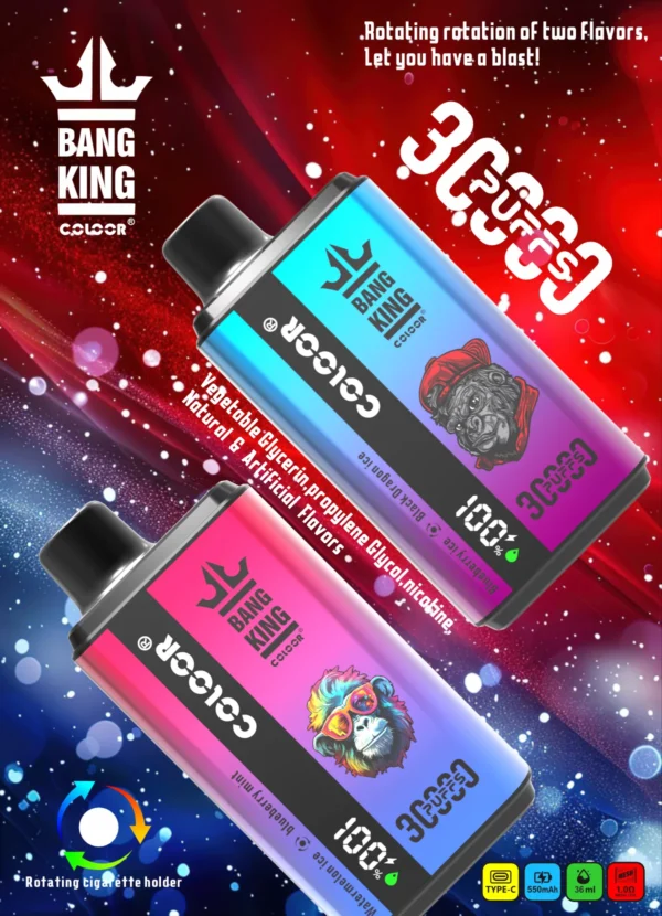 Bang King 30000 Puffs Double Flavour 0% 2% 3% 5% Nikotinarm, wiederaufladbar, Einweg-Vapes, Pen, Großpackung, Großhandel kaufen – ChaseVape – 1