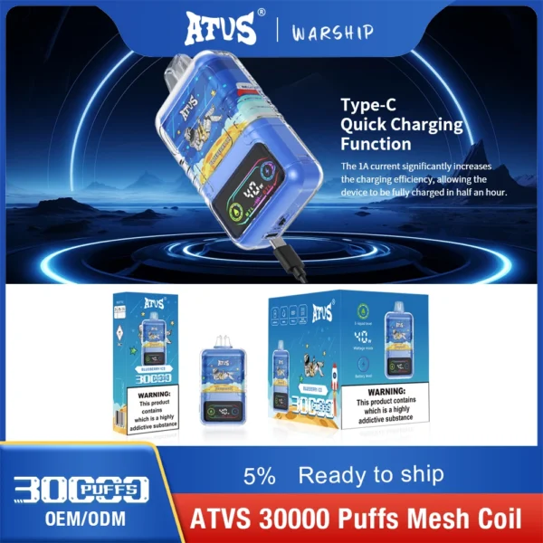 ATVS 30000 Puffs Dual Mesh 5% Nikotinarm, wiederaufladbar, Einweg-Vapes, Pen, Großpackung, Kauf im Großhandel – ChaseVape – 6