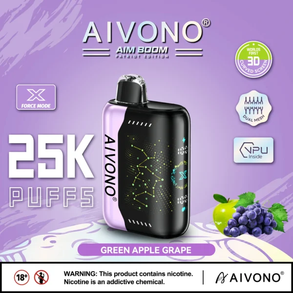 AIVONO AIM BOOM 25000 Puffs Dual Mesh Digital Screen 0% 2% 3% 5% Nikotinarm, wiederaufladbar, Einweg-Vapes, Pen, Großpackung, Großhandel kaufen – ChaseVape – 1