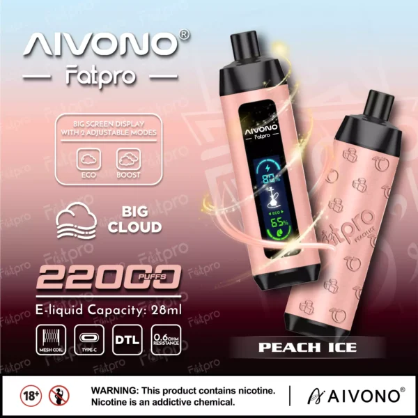 AIVONO Fatpro 22000 Puffs Hookah Digital Screen 0% 2% 3% 5% Stylo à vape jetable rechargeable à faible teneur en nicotine en vrac Acheter en gros - ChaseVape - 3