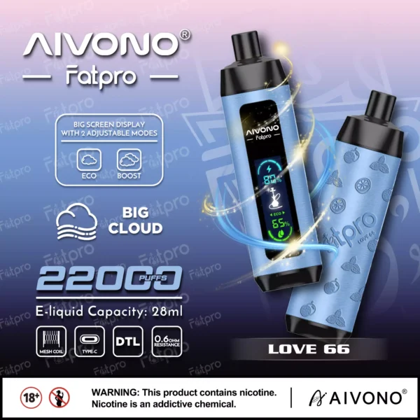 AIVONO Fatpro 22000 Puffs Hookah Digital Screen 0% 2% 3% 5% Stylo à vape jetable rechargeable à faible teneur en nicotine en vrac Acheter en gros - ChaseVape - 4