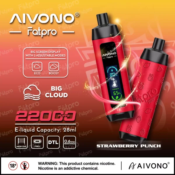 AIVONO Fatpro 22000 Puffs Hookah Tela Digital 0% 2% 3% 5% Caneta Vapes Descartáveis ​​Recarregáveis ​​com Baixa Nicotina em Massa Comprar Atacado - ChaseVape - 6