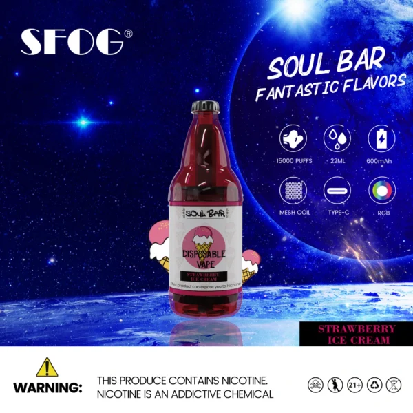 SFOG SOUL BAR 15000 Puffs RGB 5% Low Nicotine Rechargeable Disposable Vapes Pen Bulk Buy Wholesale - ChaseVape - 2