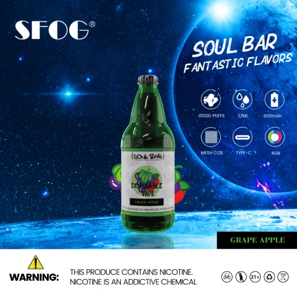 SFOG SOUL BAR 15000 Puffs RGB 5% Low Nicotine Rechargeable Disposable Vapes Pen Bulk Buy Wholesale - ChaseVape - 11