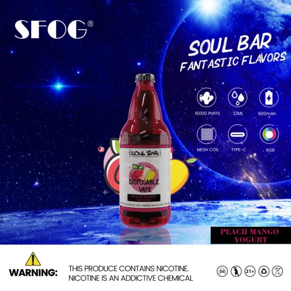 SFOG SOUL BAR 15000 Puffs RGB 5% Low Nicotine Rechargeable Disposable Vapes Pen Bulk Buy Wholesale - ChaseVape - 14