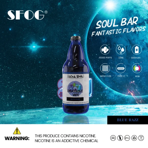 SFOG SOUL BAR 15000 Puffs RGB 5% Low Nicotine Rechargeable Disposable Vapes Pen Bulk Buy Wholesale - ChaseVape - 8